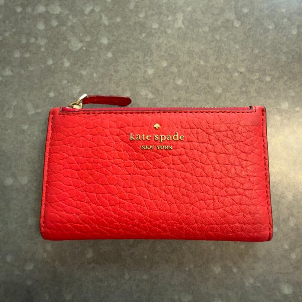 Kate Spade New York Pebbled Leather Wallet – Bright Red - Picture 2 of 6